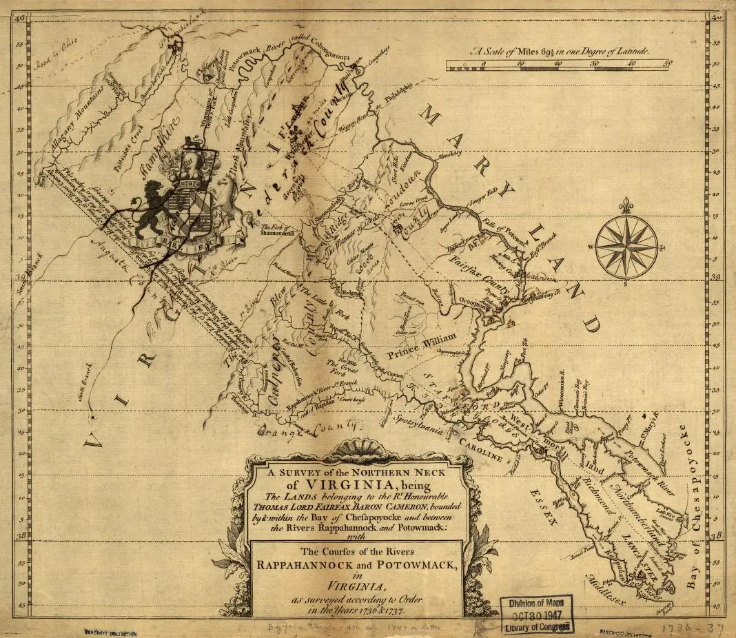 1737 map of Virginia