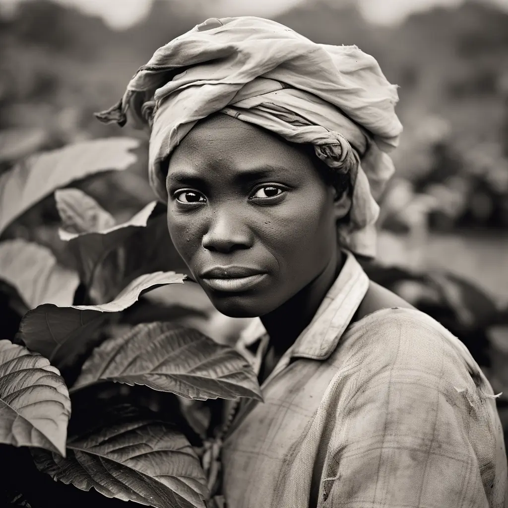 Representación digital de Nelly, una mujer africana en Falls Church, Virginia, en la década de 1800